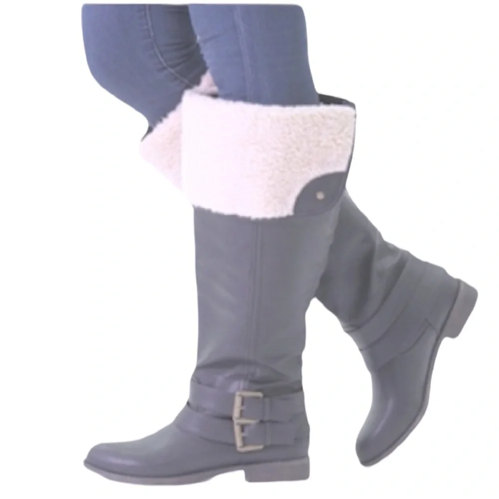 Grey Riding Boots Knee High Over Knee Cornelia Neutral Gray Taupe Womens Size 9